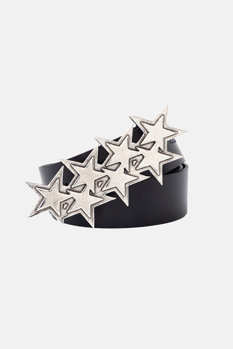 STARS LEATHER BELT BLACK