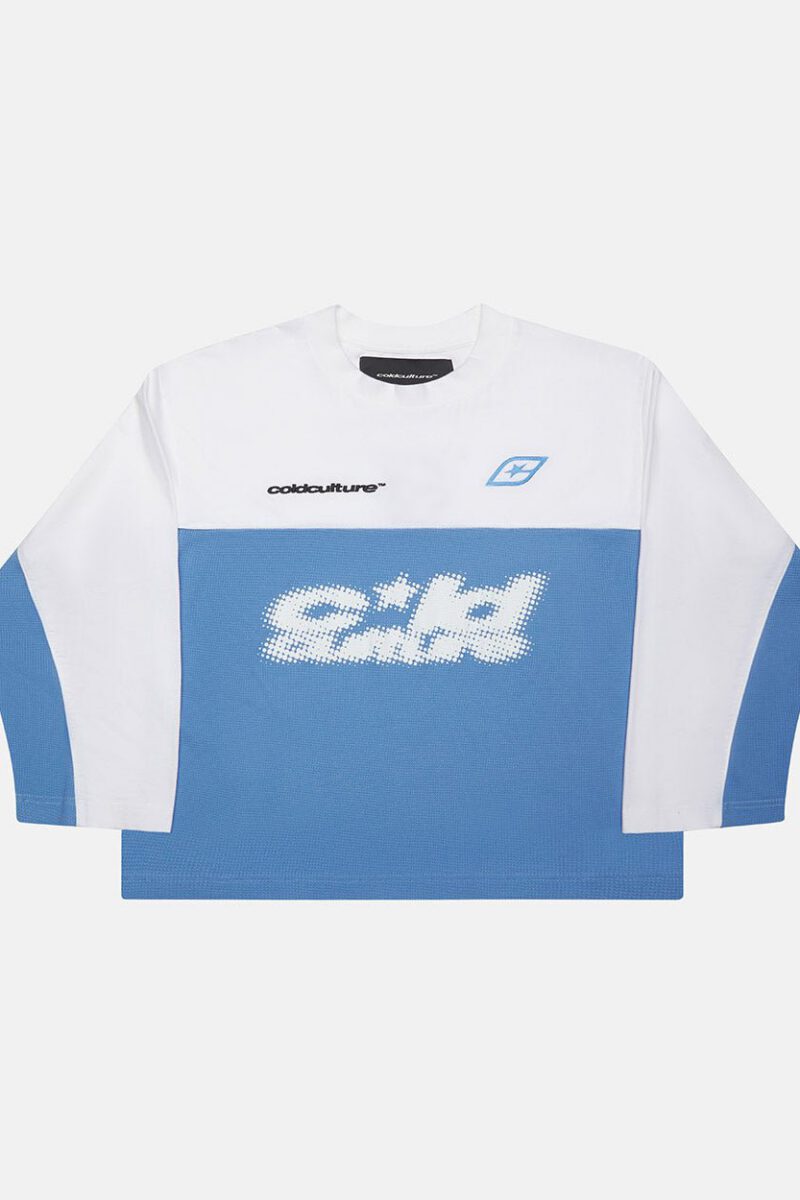 BICOLOR WAFFLE LONGSLEEVE BLUE & WHITE