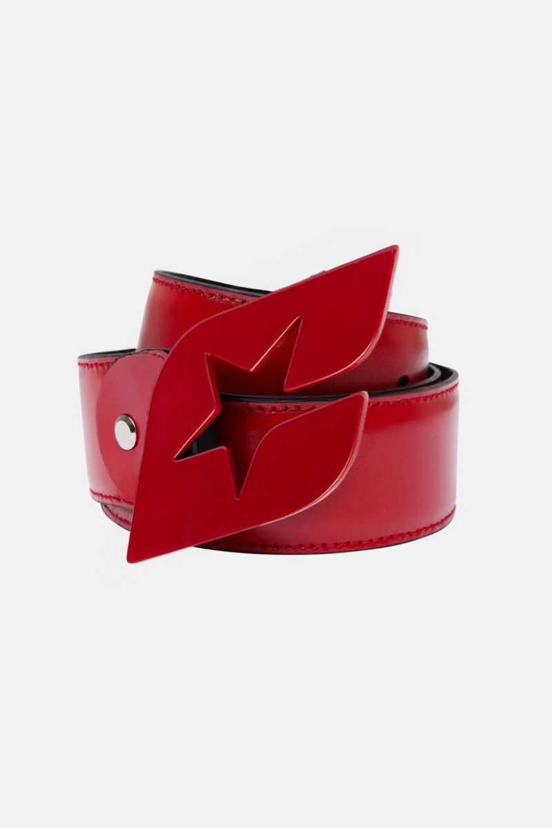 C STAR LEATHER BELT RED