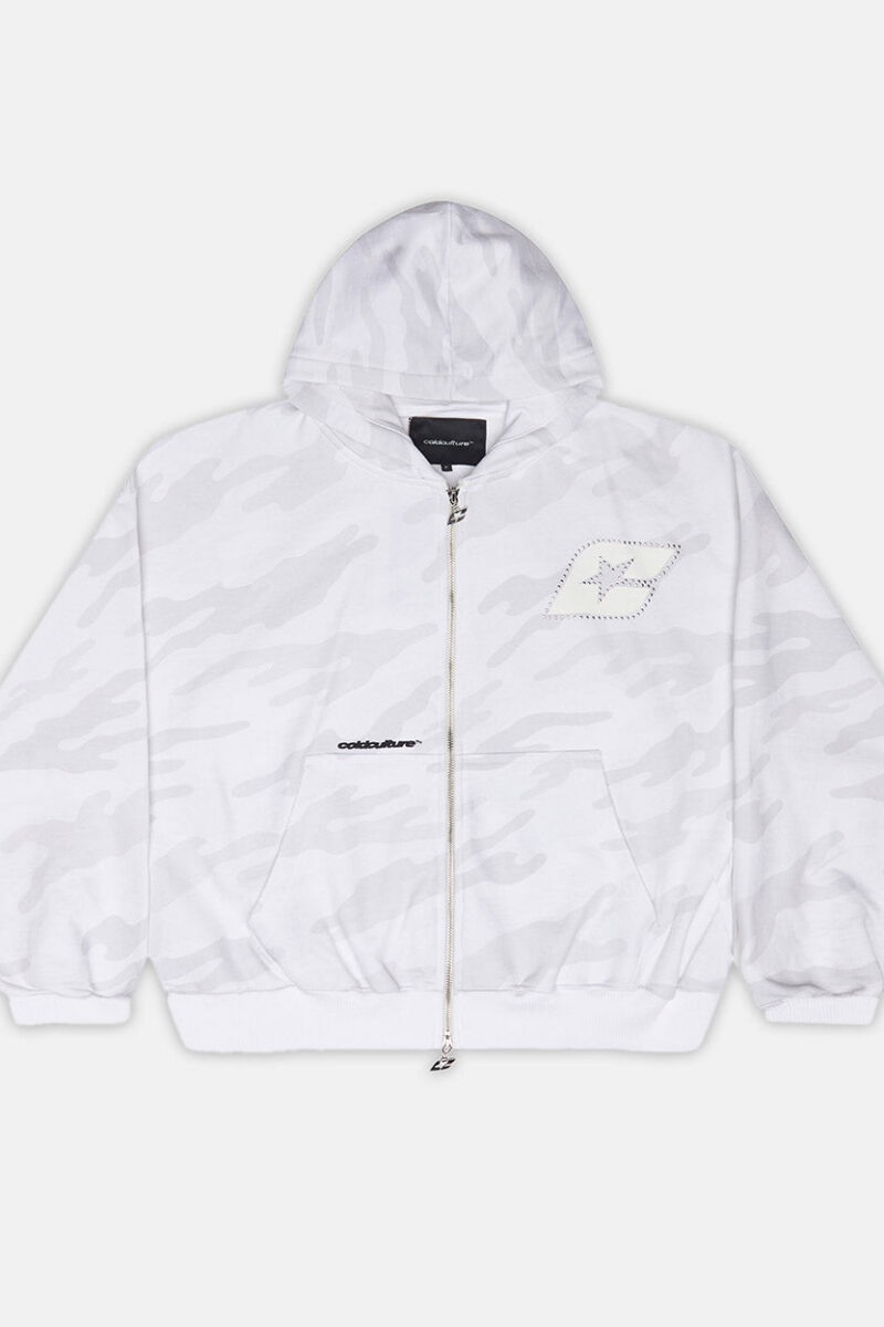 CAMO ZIP HOODIE GREY