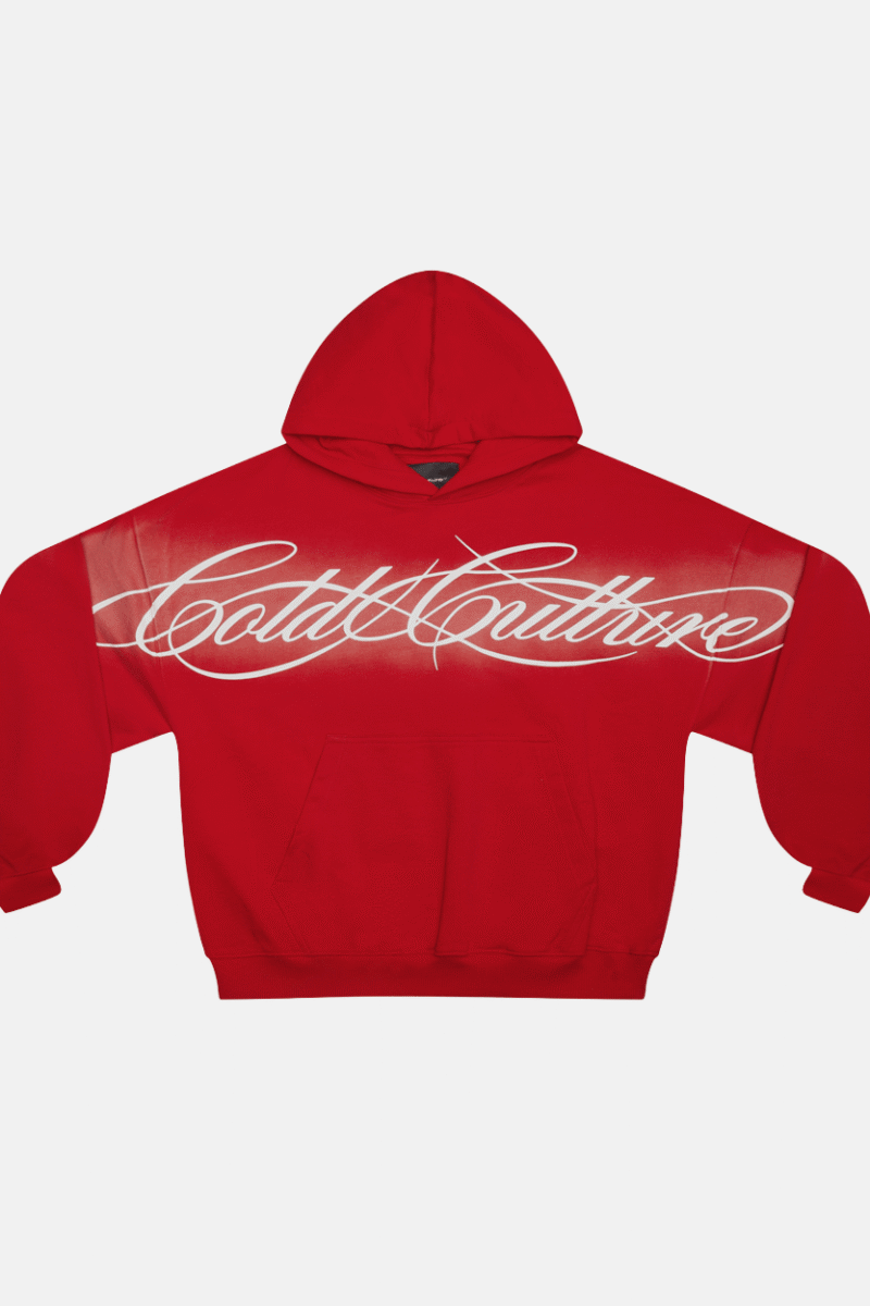 CROSSED SCRIPT HOODIE RED
