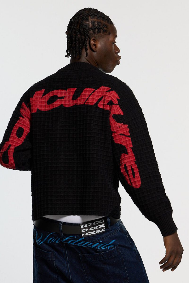 CRUNCHY WAFFLE KNIT BLACK