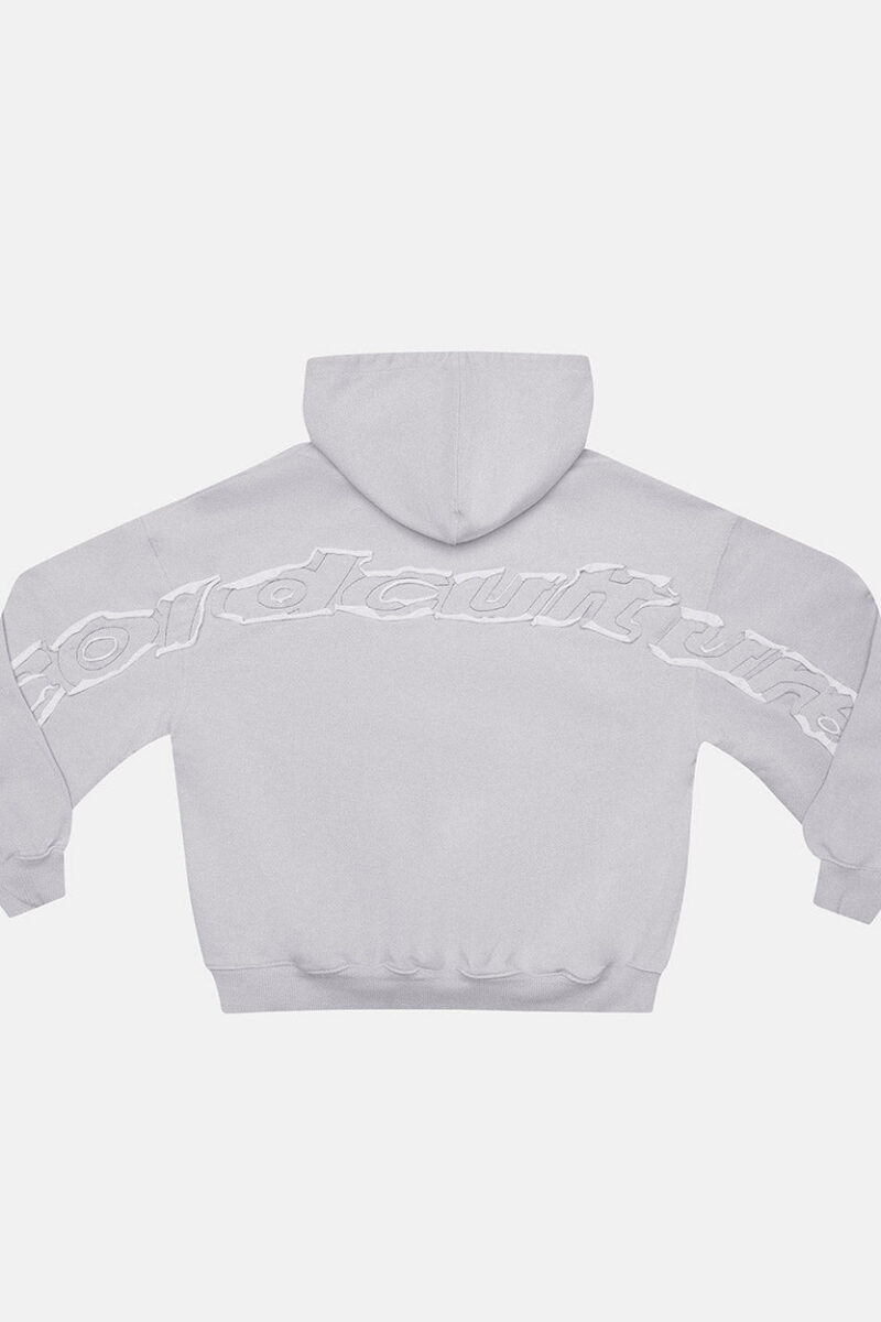 DISTRESS CURVED HOODIE LIGHT GREY