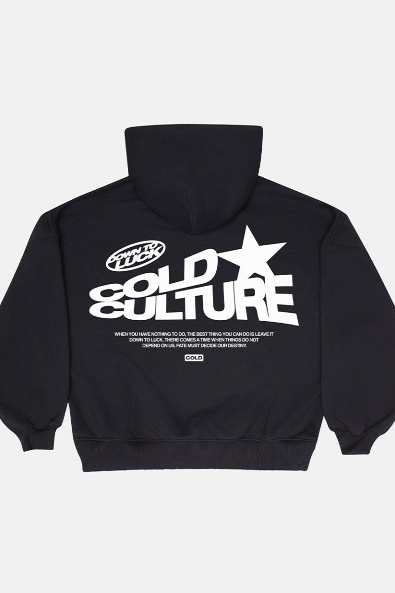 DOWN TO LUCK HOODIE BLACK AND WHITE