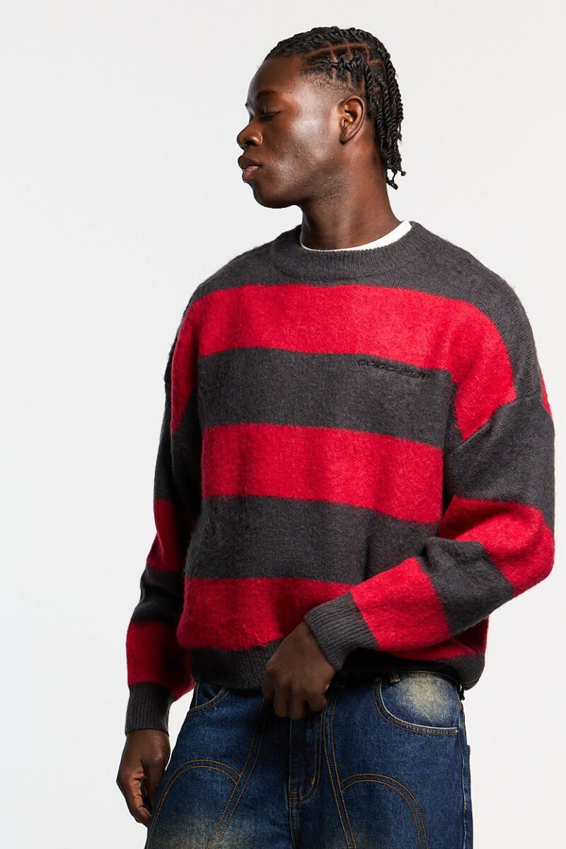 FLUFFY FUR KNIT BLACK & RED