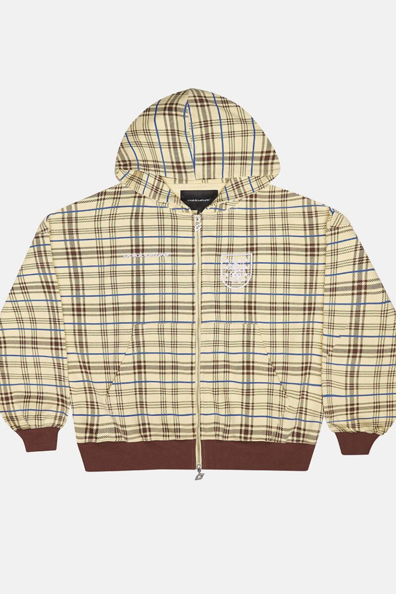 GRID ZIP HOODIE YELLOW & BROWN