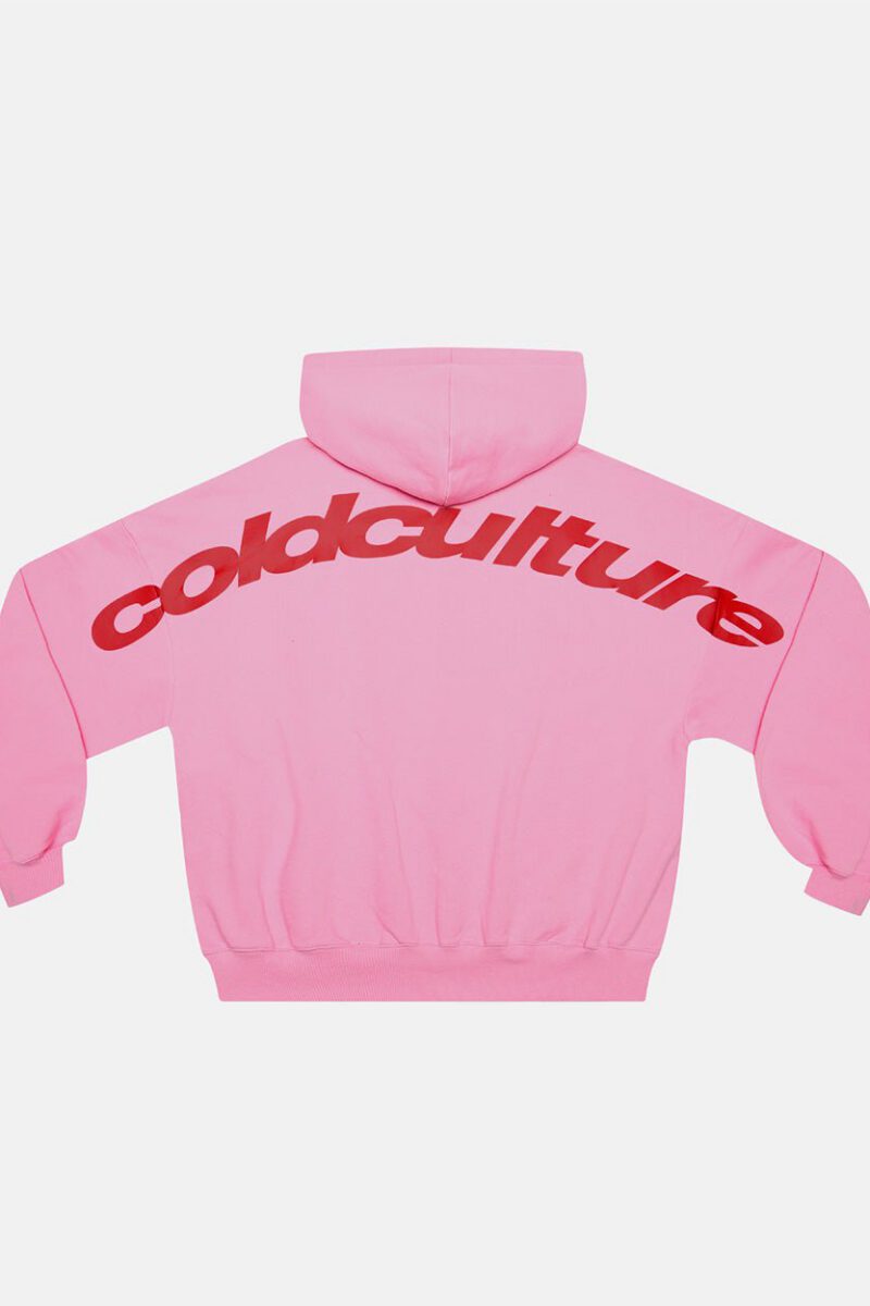 CURVED ZIP HOODIE PINK & RED
