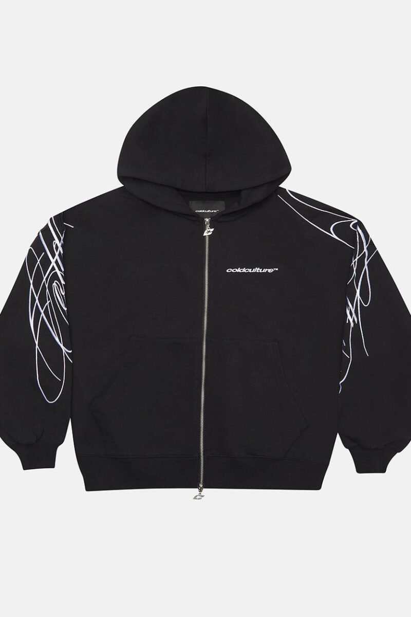 NEW SCRIPT ZIP HOODIE BLACK