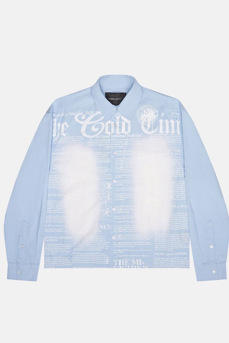 NEWSPAPER LONGSLEEVE SHIRT BABY BLUE