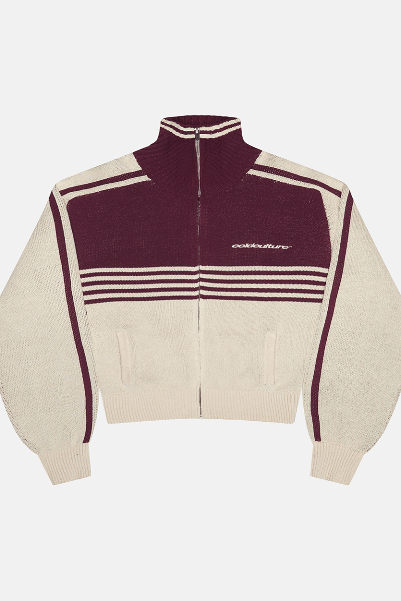 POWERLINE ZIP KNIT BEIGE & BURGUNDY