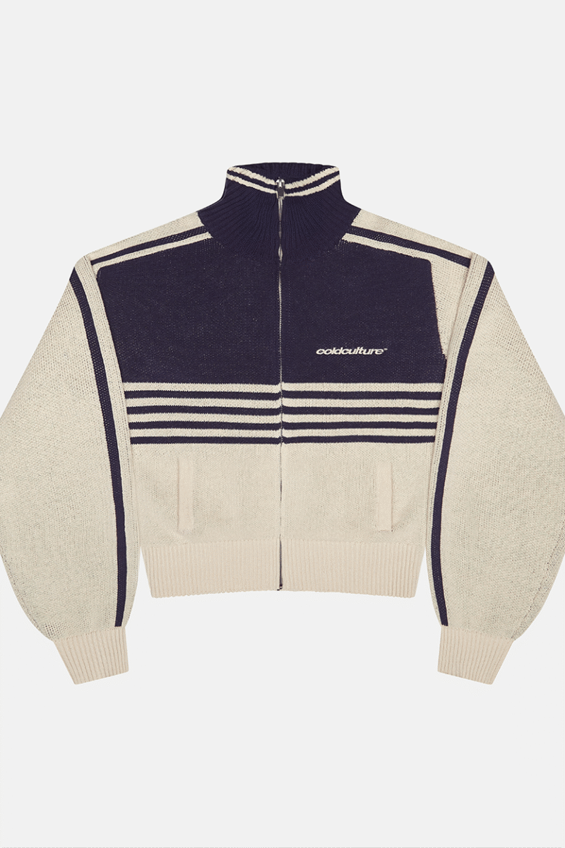 POWERLINE ZIP KNIT BEIGE & DARK BLUE