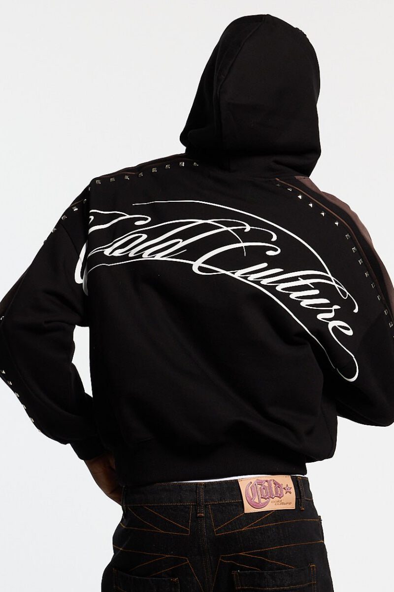 SCRIPT STUDS HOODIE BLACK