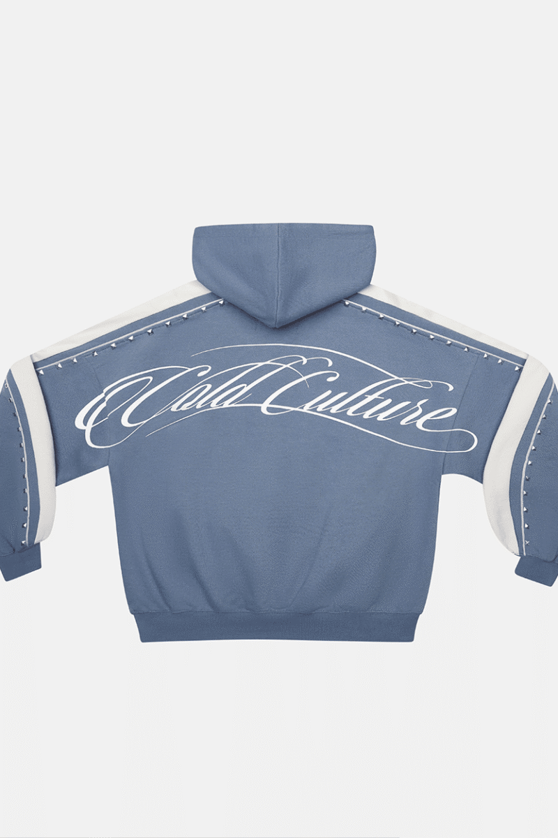SCRIPT STUDS HOODIE BLUE