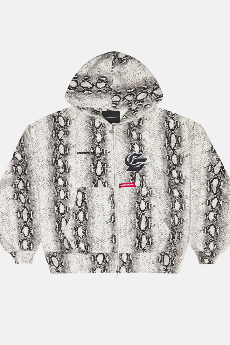 SNAKE ZIP HOODIE WHITE & BLACK