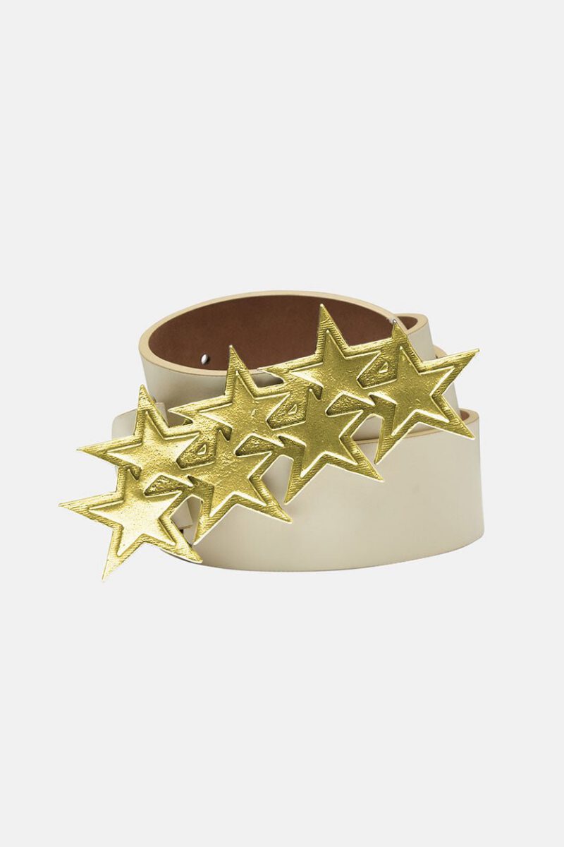 STARS LEATHER BELT CREAM