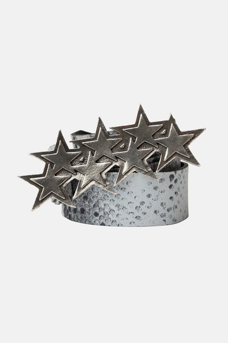 STARS LEATHER BELT BLACK SNAKE