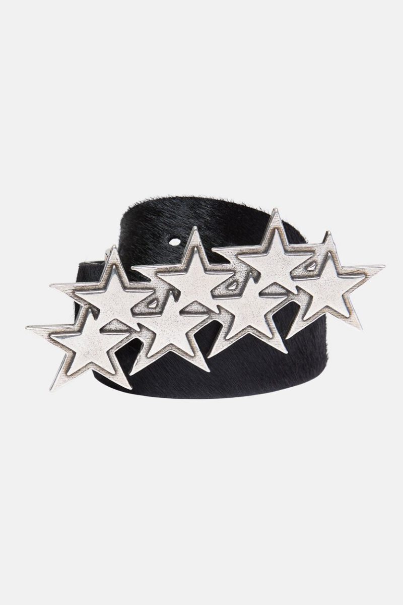 STARS LEATHER BELT FUR LINED
