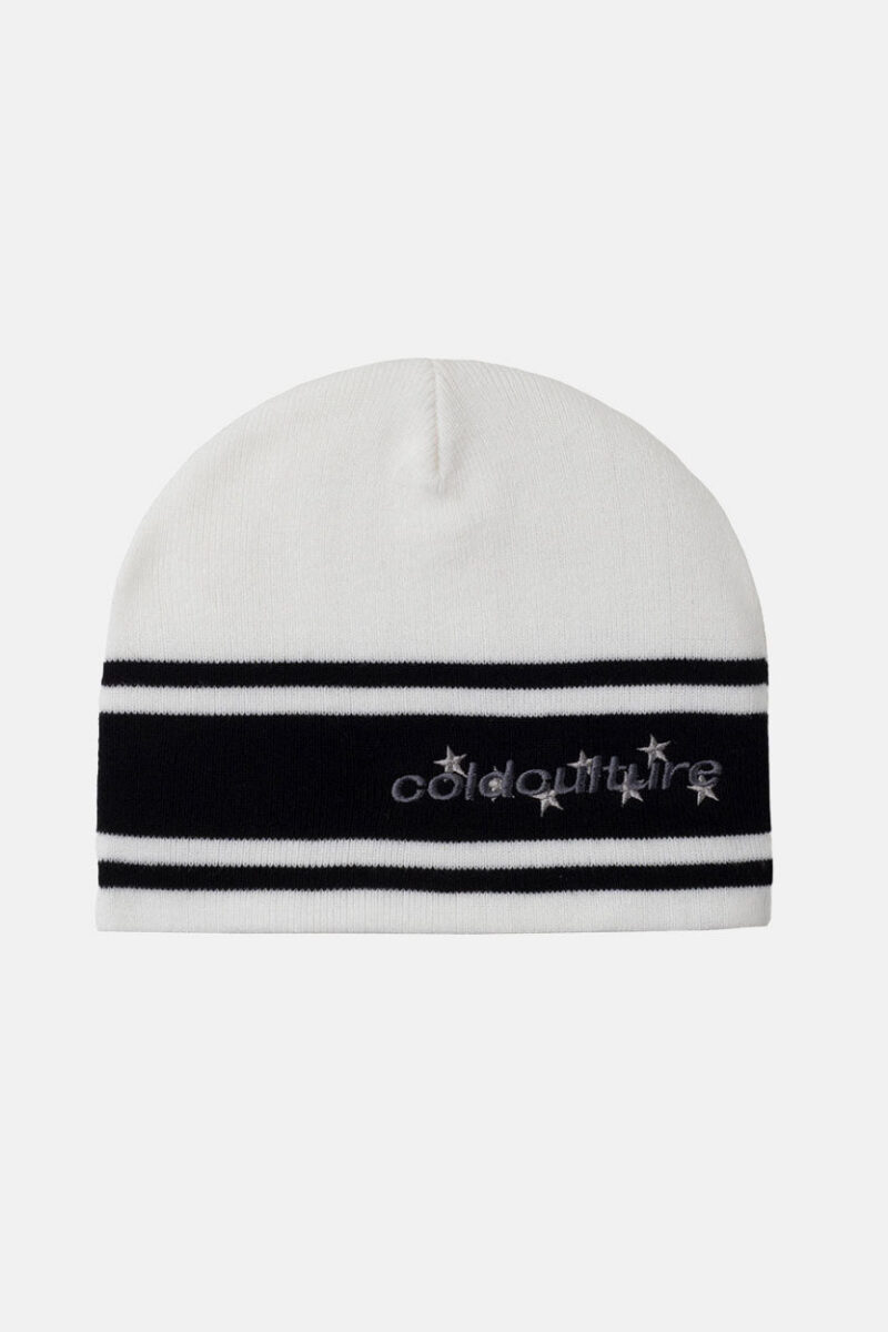 STARS STRAP BEANIE WHITE