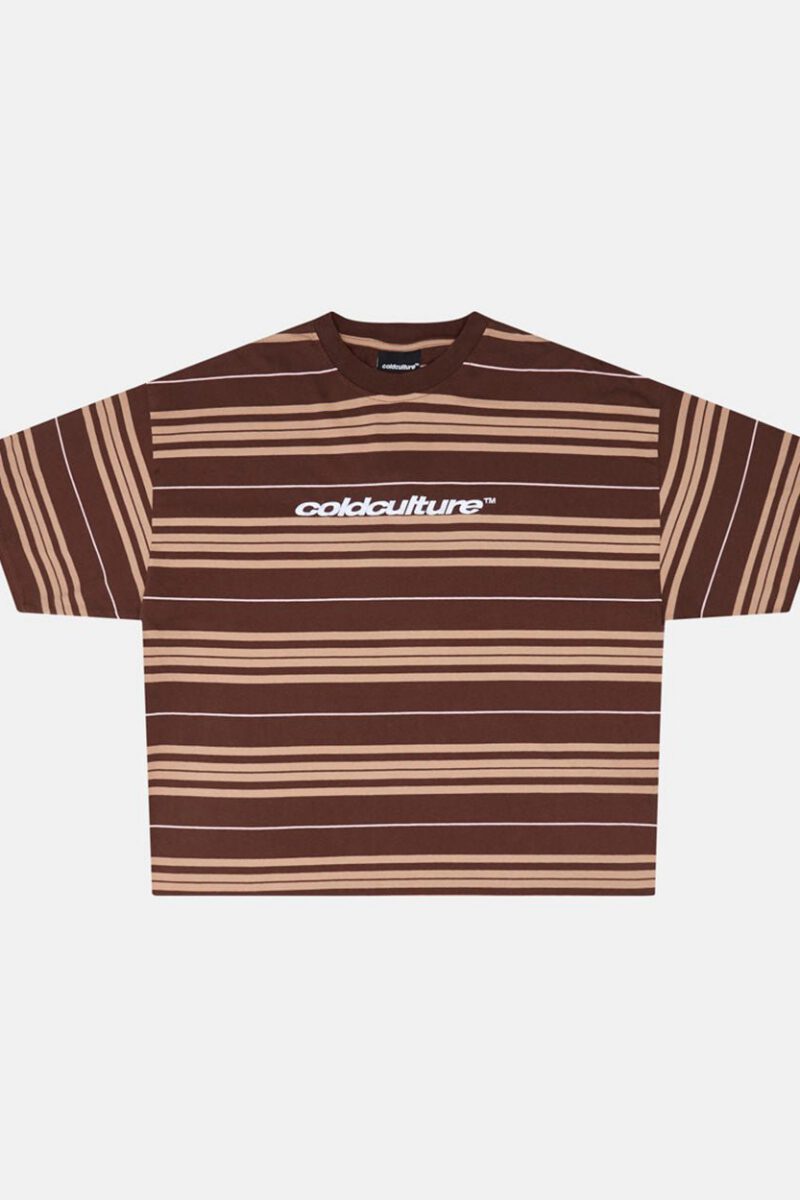 STRIPED TEE BROWN-PINK