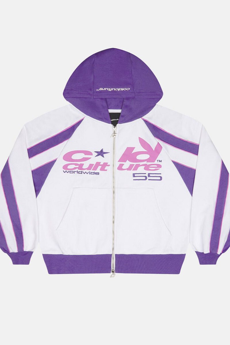 TEASE ME ZIP HOODIE WHITE & PURPLE