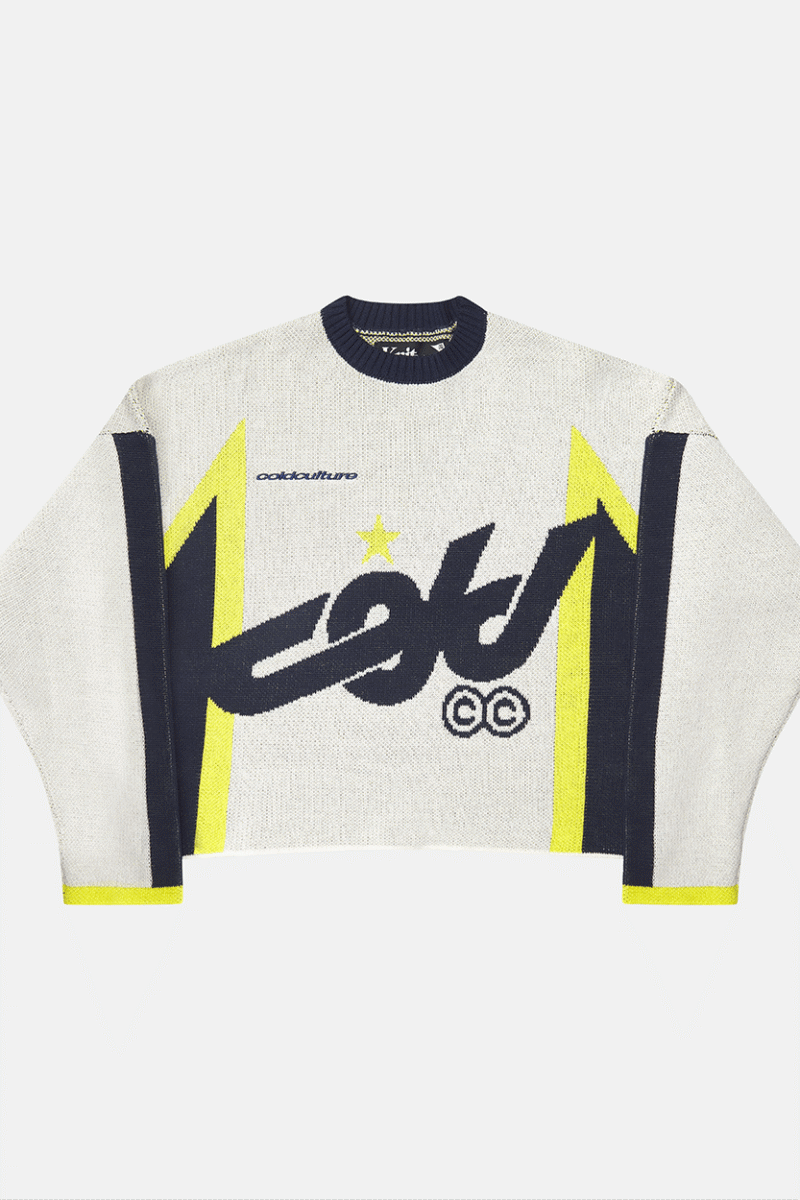 WINNER KNIT BEIGE, DARK BLUE & YELLOW