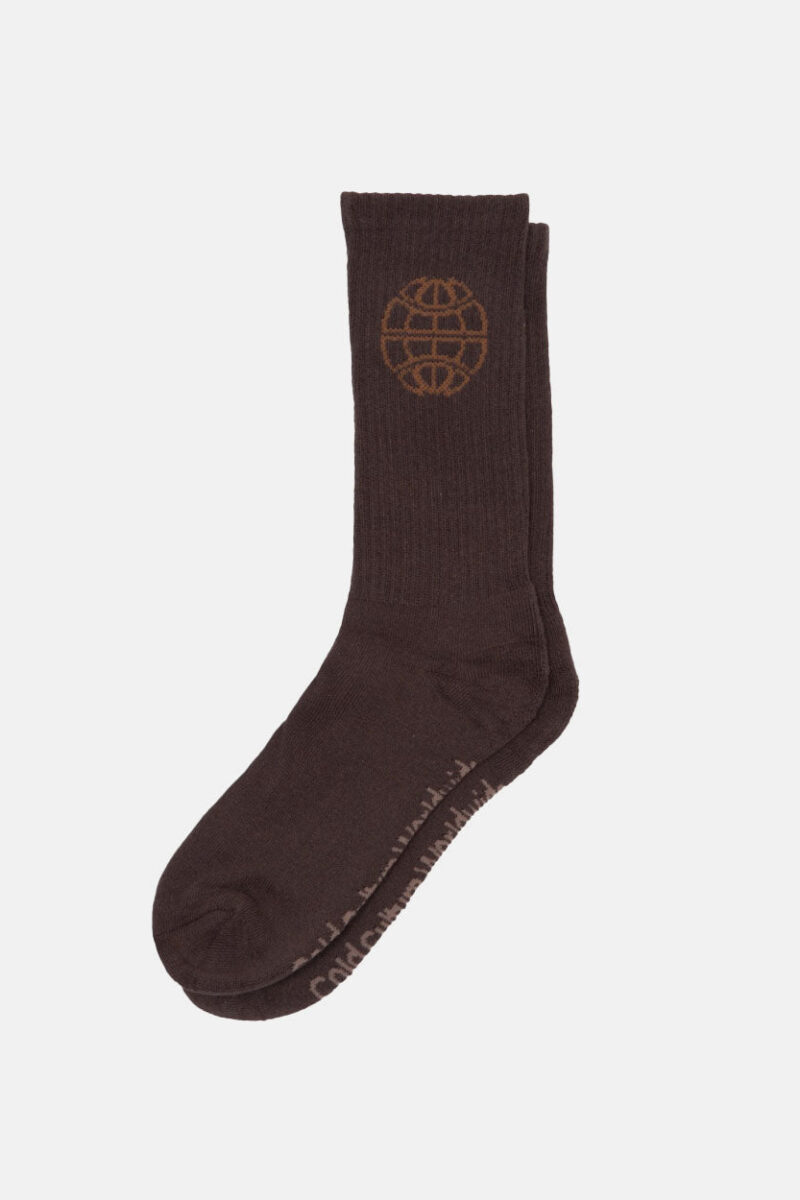 WORLD EMBROIDERED SOCKS BLACKISH BROWN